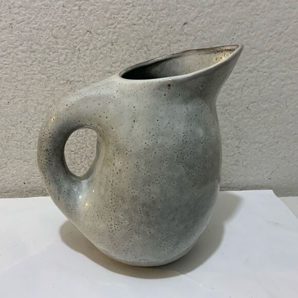 Stoneware Pitcher decorative Reactive Glaze, Bone Color Creamer - Picture 1 of 6